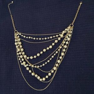 Pearl chain layered necklace